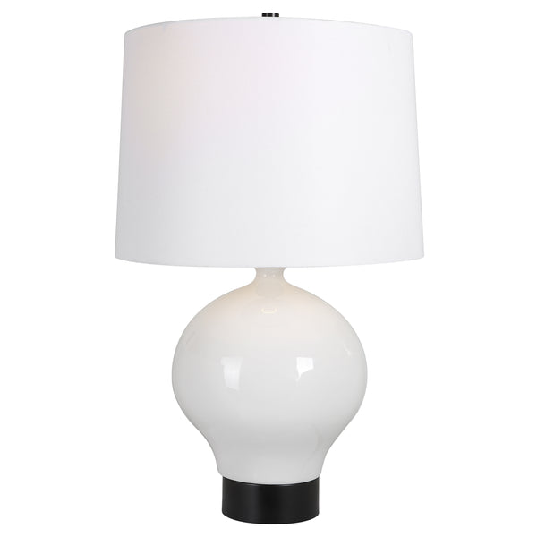 Uttermost Collar Gloss White Table Lamp 30182-1 Iron,Ceramic, Fabric
