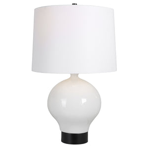 Uttermost Collar Gloss White Table Lamp 30182-1 Iron,Ceramic, Fabric