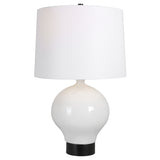 Uttermost Collar Gloss White Table Lamp 30182-1 Iron,Ceramic, Fabric