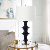 Uttermost Coil Sculpted Blue Table Lamp 30196 CERAMIC, IRON, FABRIC