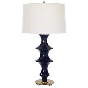 Uttermost Coil Sculpted Blue Table Lamp 30196 CERAMIC, IRON, FABRIC