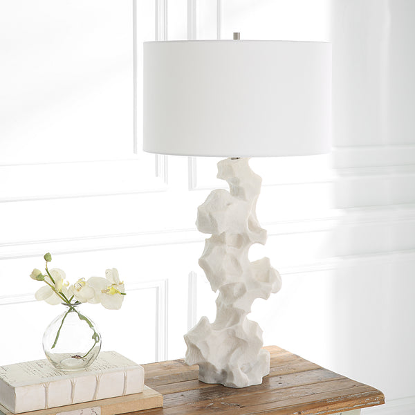 Uttermost Remnant White Marble Table Lamp 30198 MAN-MADE STONE, IRON, FABRIC