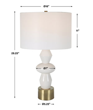 Uttermost Architect White Table Lamp 30185-1 Ceramic,Iron,Fabric
