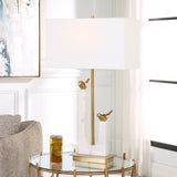 Uttermost Songbirds Table Lamp 30189 Marble, Iron, Brass, Fabric