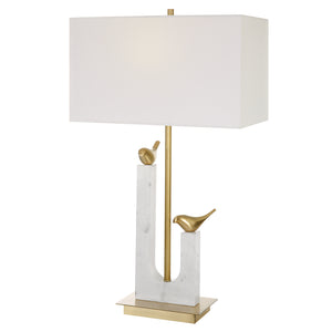 Uttermost Songbirds Table Lamp 30189 Marble, Iron, Brass, Fabric