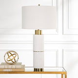 Uttermost Ruse Whitewashed Table Lamp 30190 Resin , Iron , Fabric