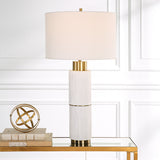 Uttermost Ruse Whitewashed Table Lamp 30190 Resin , Iron , Fabric