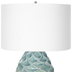 Uttermost Laced Up Sea Foam Glass Table Lamp 30193 Ceramic,Crystal,Iron,Fabric