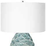 Uttermost Laced Up Sea Foam Glass Table Lamp 30193 Ceramic,Crystal,Iron,Fabric