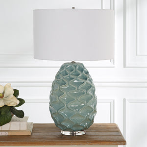 Uttermost Laced Up Sea Foam Glass Table Lamp 30193 Ceramic,Crystal,Iron,Fabric