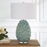 Uttermost Laced Up Sea Foam Glass Table Lamp 30193 Ceramic,Crystal,Iron,Fabric