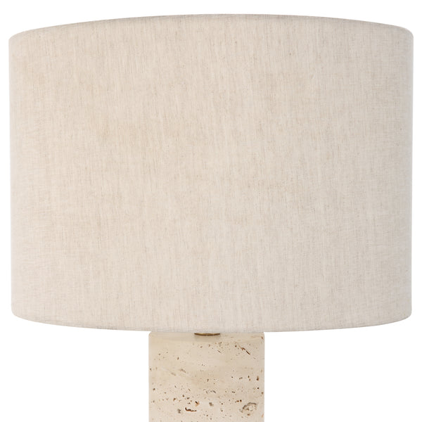 Uttermost Gravitas Elegant Brass & Stone Lamp 30201-1 Iron + Off White Travertine + Linen