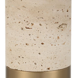 Uttermost Gravitas Elegant Brass & Stone Lamp 30201-1 Iron + Off White Travertine + Linen