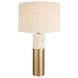 Uttermost Gravitas Elegant Brass & Stone Lamp 30201-1 Iron + Off White Travertine + Linen