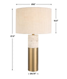 Uttermost Gravitas Elegant Brass & Stone Lamp 30201-1 Iron + Off White Travertine + Linen