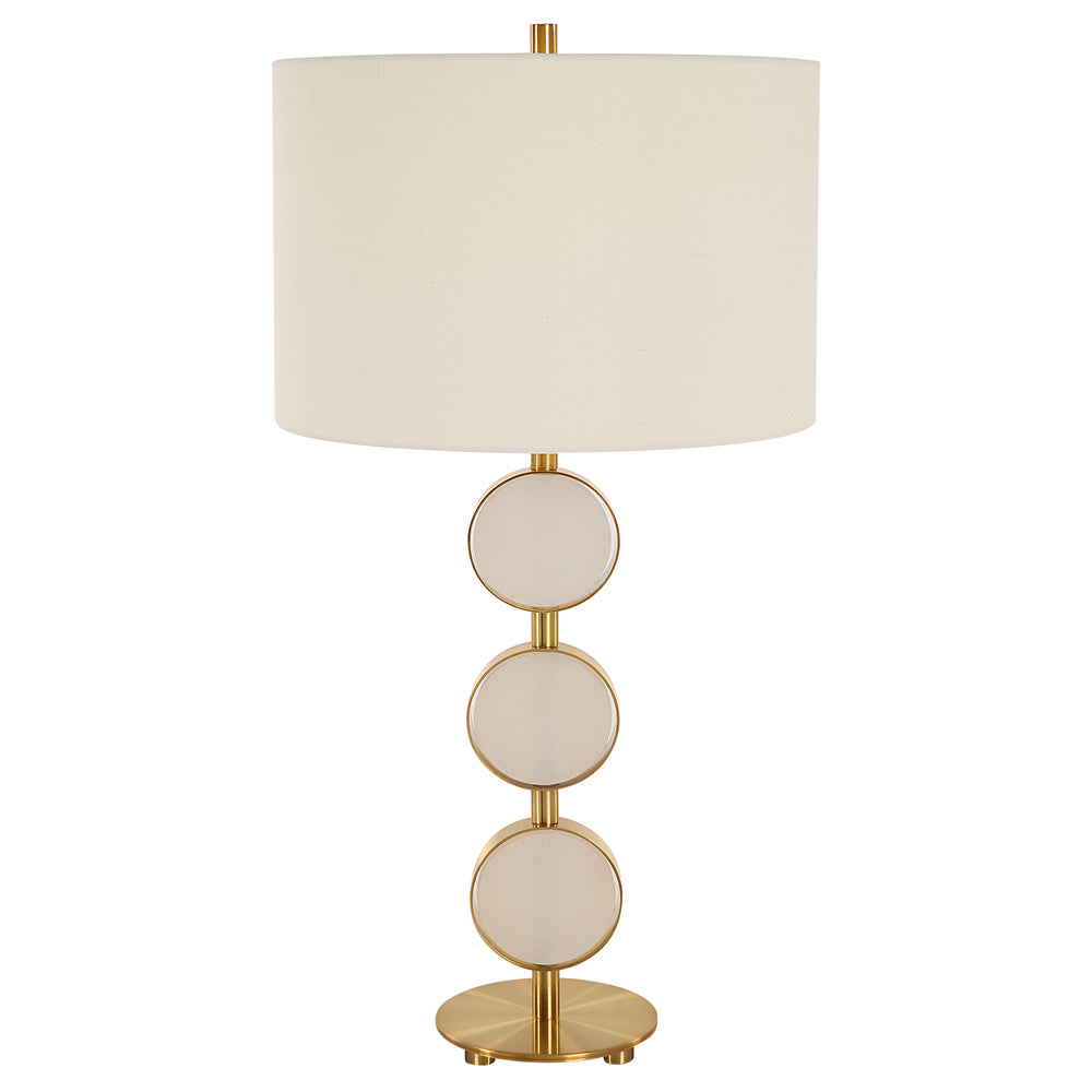 Uttermost Three Rings Contemporary Table Lamp 30202-1 Metal, Alabaster, Fabric