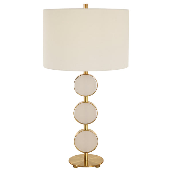 Uttermost Three Rings Contemporary Table Lamp 30202-1 Metal, Alabaster, Fabric