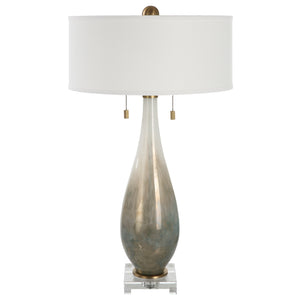 Uttermost Cardoni Bronze Glass Table Lamp 30231 Metal+ Glass+ Crystal+linen