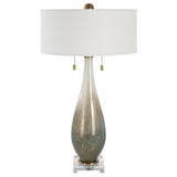 Uttermost Cardoni Bronze Glass Table Lamp 30231 Metal+ Glass+ Crystal+linen