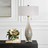 Uttermost Cardoni Bronze Glass Table Lamp 30231 Metal+ Glass+ Crystal+linen