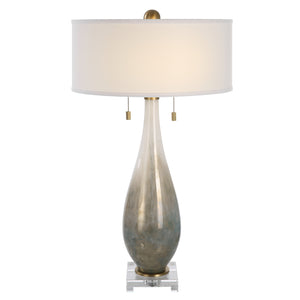 Uttermost Cardoni Bronze Glass Table Lamp 30231 Metal+ Glass+ Crystal+linen