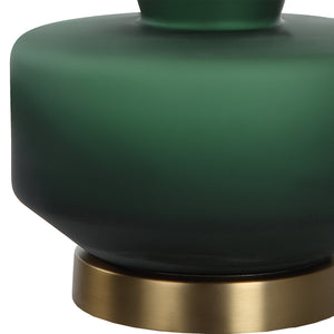 Uttermost Trentino Dark Emerald Green Table Lamp 30232-1 Metal+ Glass+ Linen