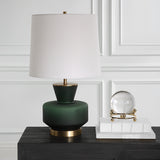 Uttermost Trentino Dark Emerald Green Table Lamp 30232-1 Metal+ Glass+ Linen