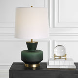 Uttermost Trentino Dark Emerald Green Table Lamp 30232-1 Metal+ Glass+ Linen