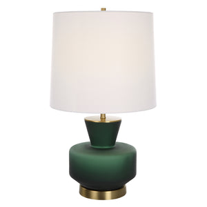 Uttermost Trentino Dark Emerald Green Table Lamp 30232-1 Metal+ Glass+ Linen