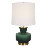 Uttermost Trentino Dark Emerald Green Table Lamp 30232-1 Metal+ Glass+ Linen