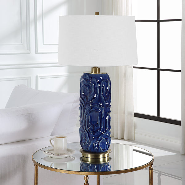 Uttermost Zade Blue Table Lamp 30221-1 Ceramic,iron, Fabric