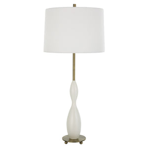 Uttermost Annora Glossy White Table Lamp 30235 STEEL,RESIN,FABRIC