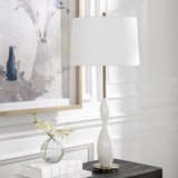 Uttermost Annora Glossy White Table Lamp 30235 STEEL,RESIN,FABRIC