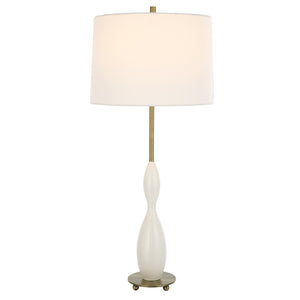 Uttermost Annora Glossy White Table Lamp 30235 STEEL,RESIN,FABRIC