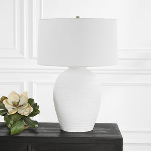 Uttermost Reyna Chalk White Table Lamp 30236-1 STEEL, CERAMIC, FABRIC