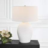 Uttermost Reyna Chalk White Table Lamp 30236-1 STEEL, CERAMIC, FABRIC