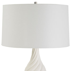 Uttermost Twisted Swirl White Table Lamp 30240 CERAMIC, IRON, FABRIC