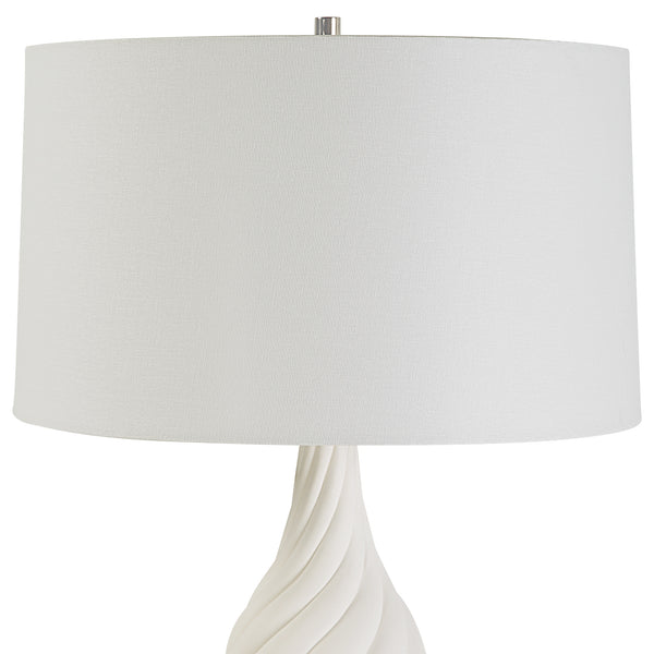 Uttermost Twisted Swirl White Table Lamp 30240 CERAMIC, IRON, FABRIC