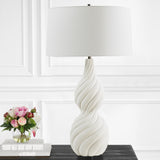 Uttermost Twisted Swirl White Table Lamp 30240 CERAMIC, IRON, FABRIC