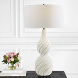 Uttermost Twisted Swirl White Table Lamp 30240 CERAMIC, IRON, FABRIC