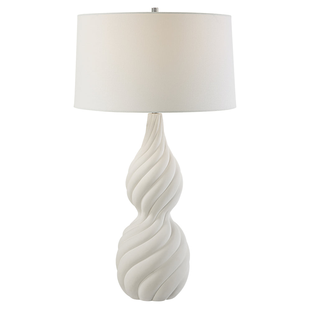 Uttermost Twisted Swirl White Table Lamp 30240 CERAMIC, IRON, FABRIC