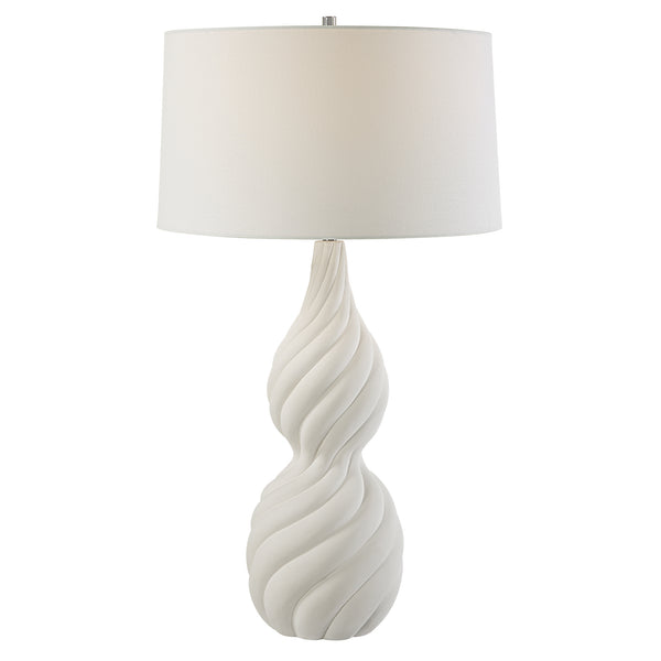 Uttermost Twisted Swirl White Table Lamp 30240 CERAMIC, IRON, FABRIC