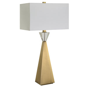 Uttermost Arete Modern Brass Table Lamp 30244 IRON, CRYSTAL,FABRIC