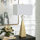 Uttermost Arete Modern Brass Table Lamp 30244 IRON, CRYSTAL,FABRIC