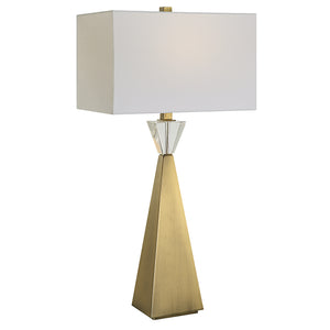 Uttermost Arete Modern Brass Table Lamp 30244 IRON, CRYSTAL,FABRIC