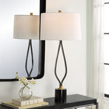 Uttermost Separate Paths Iron Table Lamp 30245 STEEL,MARBLE,FABRIC