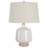 Uttermost Opal Gloss White Table Lamp 30250-1 WOOD,CERAMIC,FABRIC