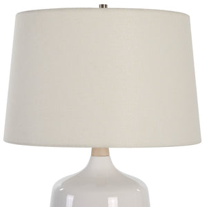 Uttermost Opal Gloss White Table Lamp 30250-1 WOOD,CERAMIC,FABRIC