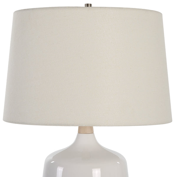 Uttermost Opal Gloss White Table Lamp 30250-1 WOOD,CERAMIC,FABRIC