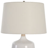 Uttermost Opal Gloss White Table Lamp 30250-1 WOOD,CERAMIC,FABRIC